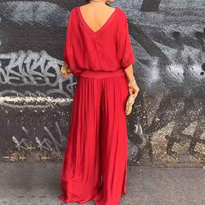 Ellie™ – Elegantes Chiffon-Top mit Hose, zweiteiliges Set