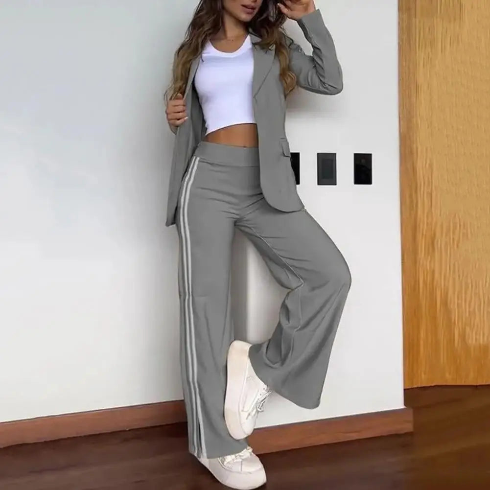 Abigail™ – Lässiges Set aus Blazer mit Revers und Hosenanzug mit weitem Bein