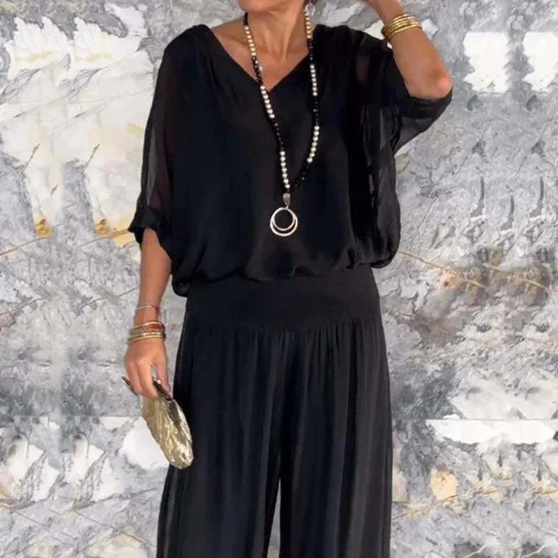 Ellie™ – Elegantes Chiffon-Top mit Hose, zweiteiliges Set