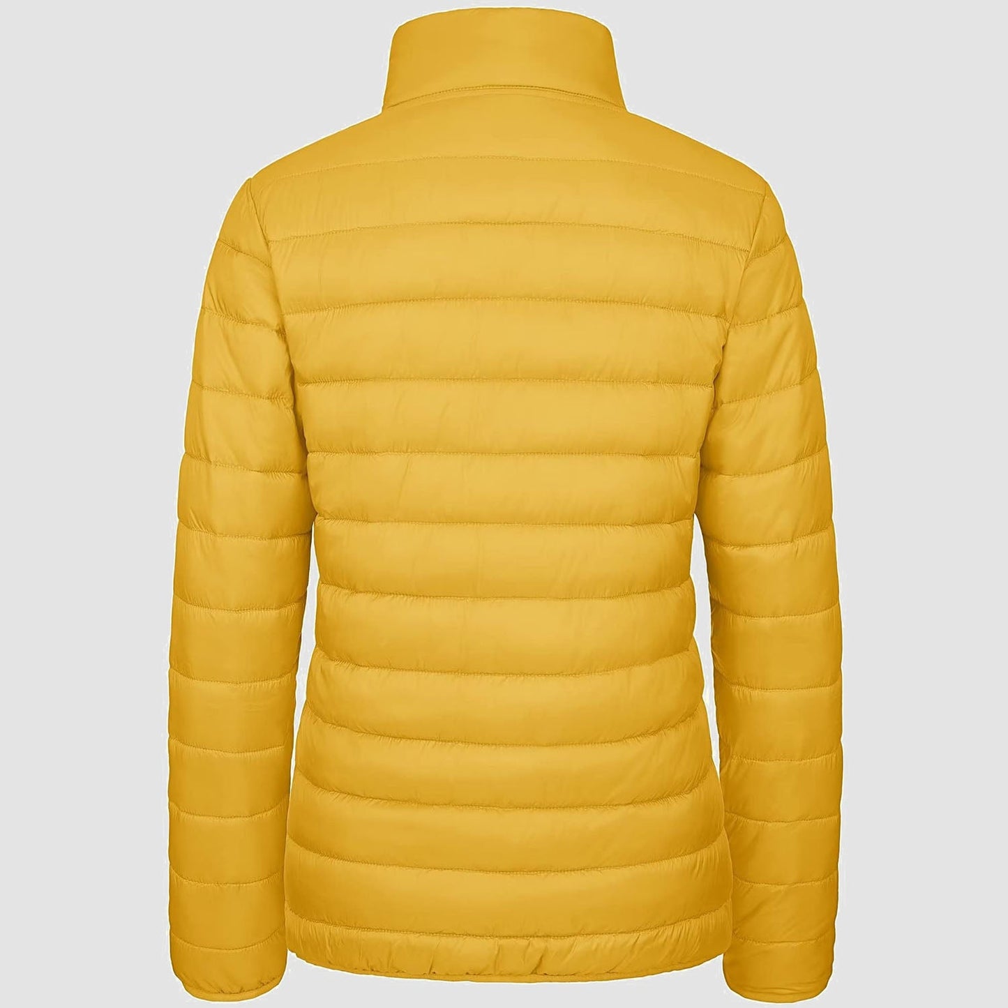 Women's Lightweight Puffer Jacket Stand Collar Full Zip Quilted Lined Winter Coat