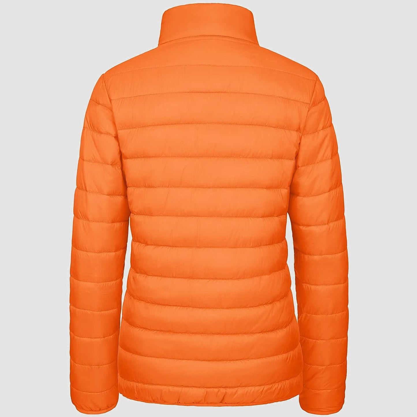Women's Lightweight Puffer Jacket Stand Collar Full Zip Quilted Lined Winter Coat