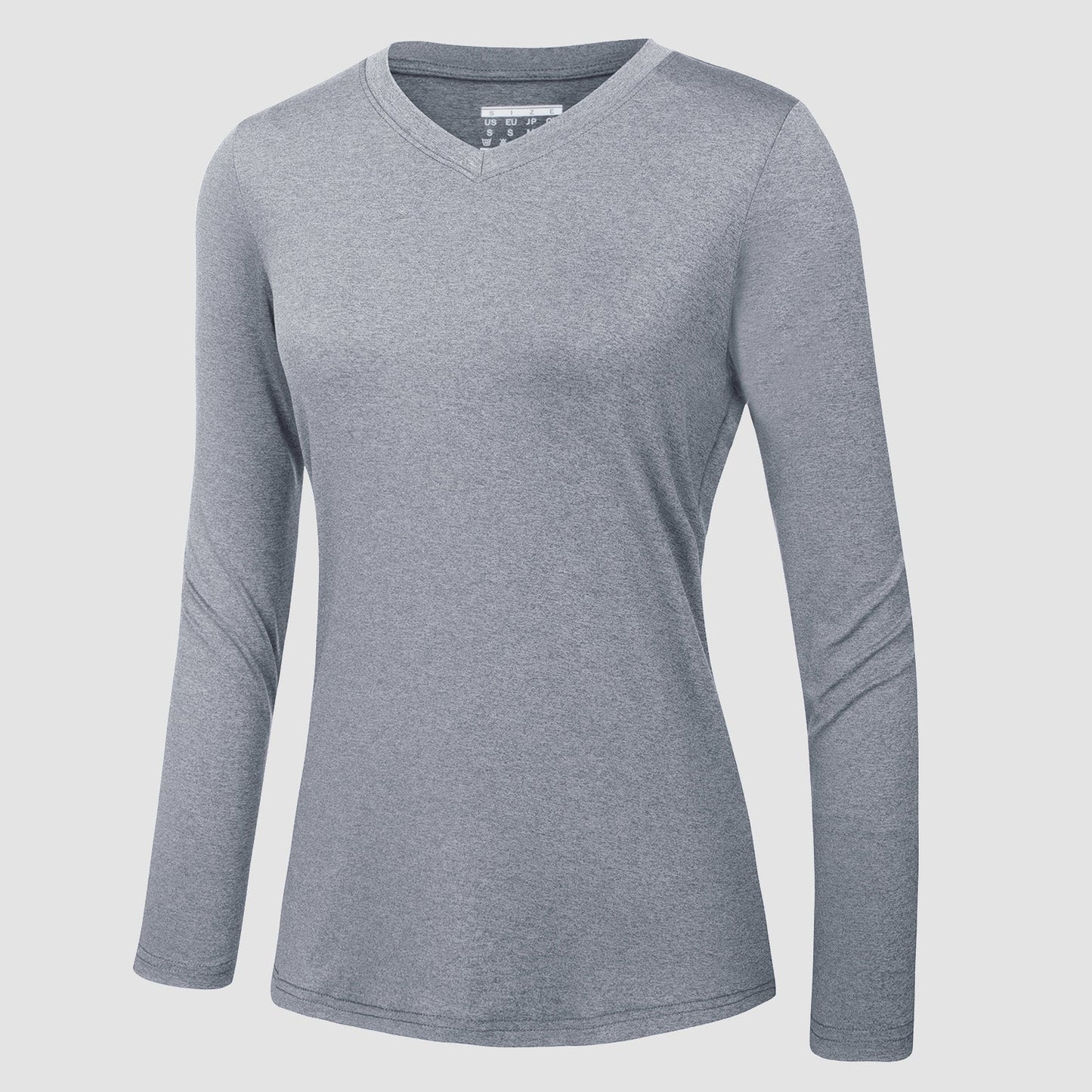 Camisa feminina de manga comprida com decote em V FPS 50+ Secagem rápida Treino Caminhada Camisetas Rashguard
