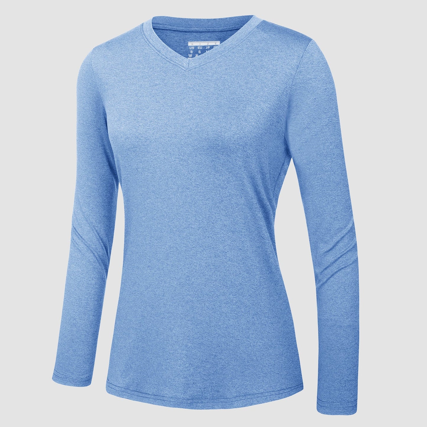 Camisa feminina de manga comprida com decote em V FPS 50+ Secagem rápida Treino Caminhada Camisetas Rashguard