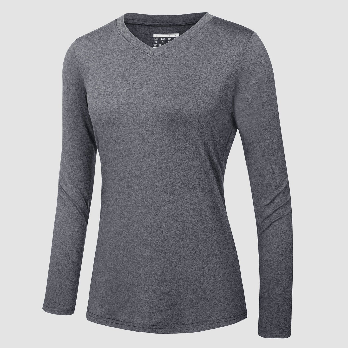 Camisa feminina de manga comprida com decote em V FPS 50+ Secagem rápida Treino Caminhada Camisetas Rashguard