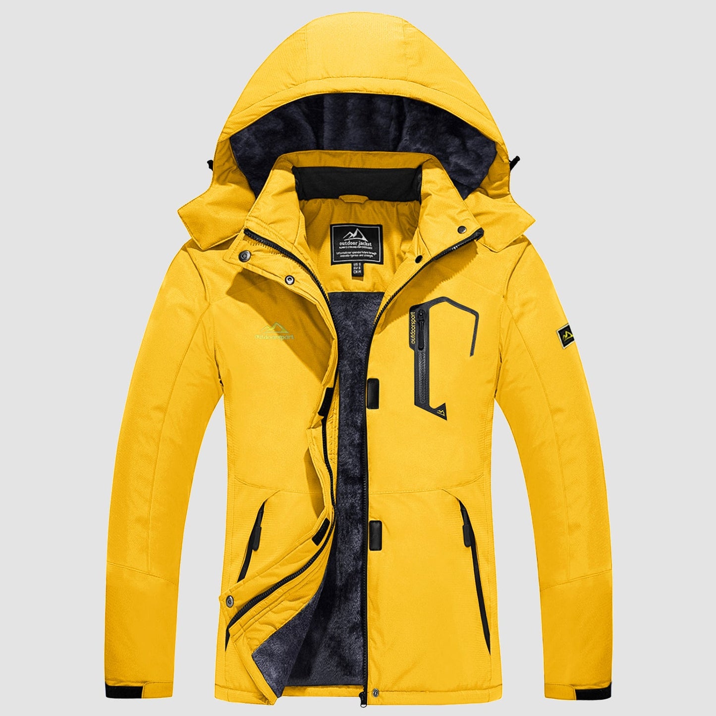Women's Water-Resistant Fleece Ski Jacket with 4 Pockets - Warm Parka
