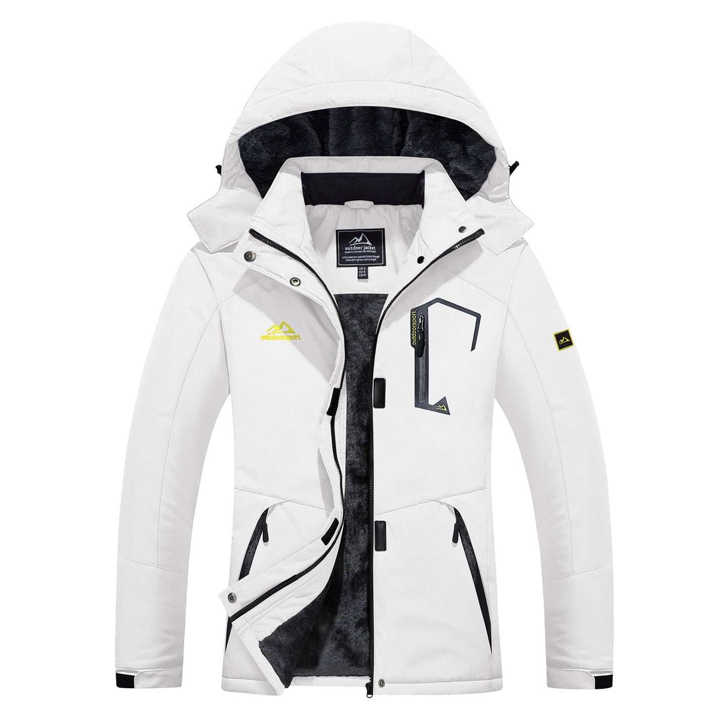 Women's Water-Resistant Fleece Ski Jacket with 4 Pockets - Warm Parka
