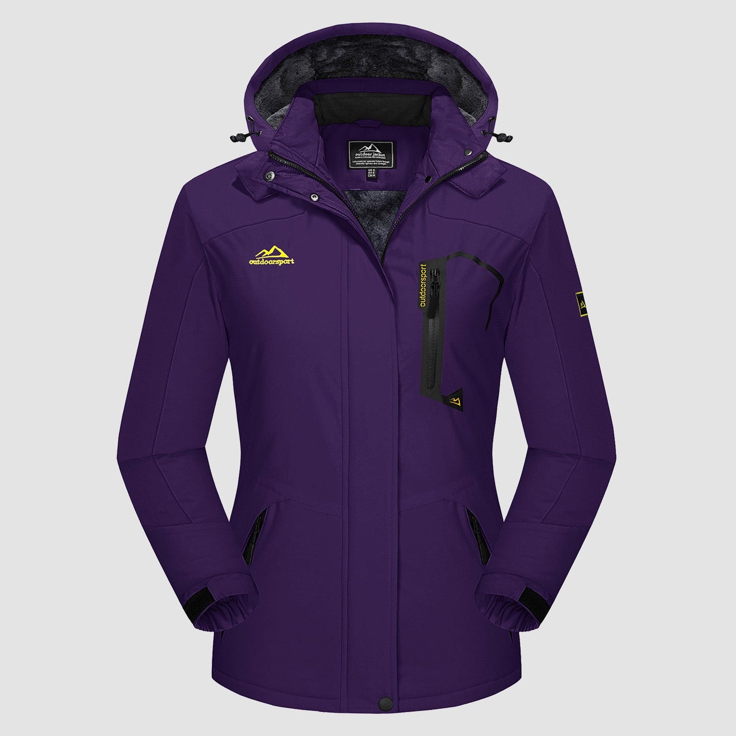 Women's Water-Resistant Fleece Ski Jacket with 4 Pockets - Warm Parka