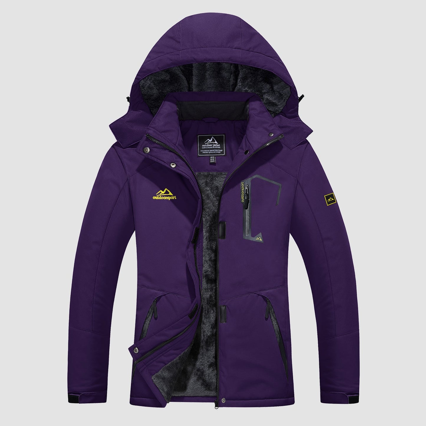 Women's Water-Resistant Fleece Ski Jacket with 4 Pockets - Warm Parka