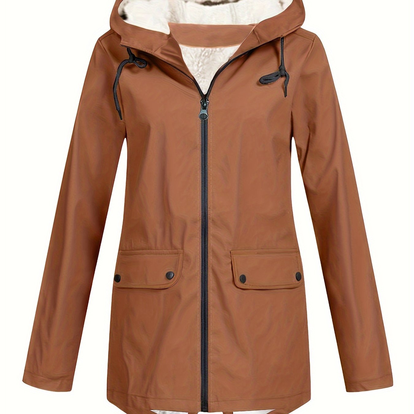 Flap Pockets Zip-up Hoodie Jacket - Casual Long Sleeve Windbreaker for Fall & Winter