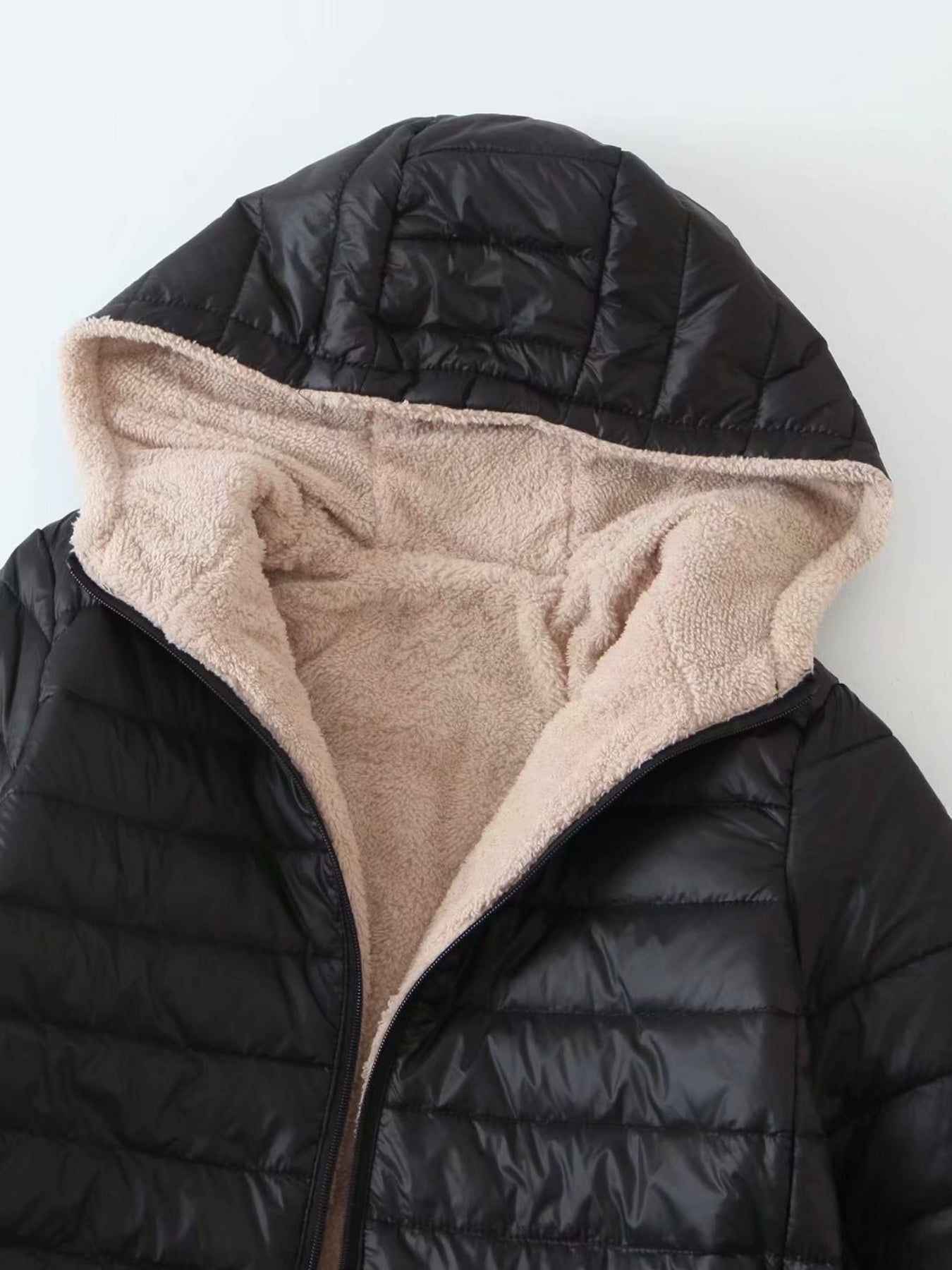 Women's Casual Puffer Coat, Lightweight Hooded Zip-Up Winter Jacket