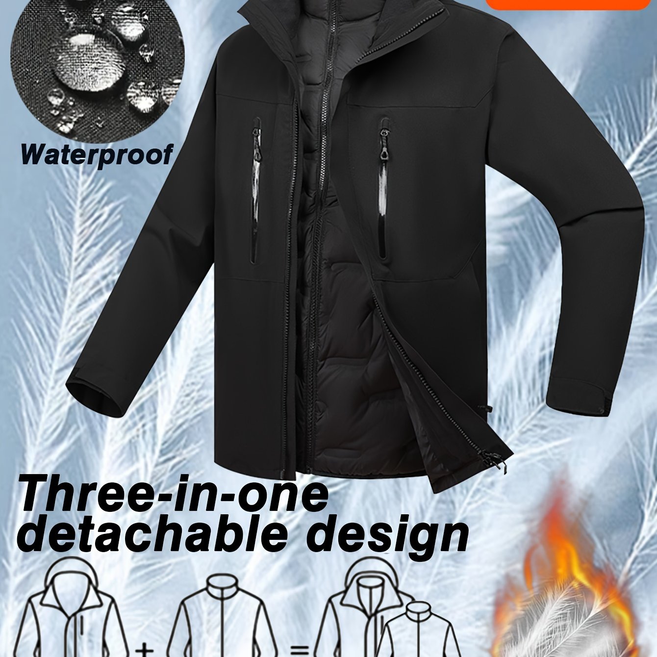 Women'S Warm Casual Jacket Liner Can Be Worn Alone Waterproof Windproof Outdoor Sports Three-in-one Rushing Jacket