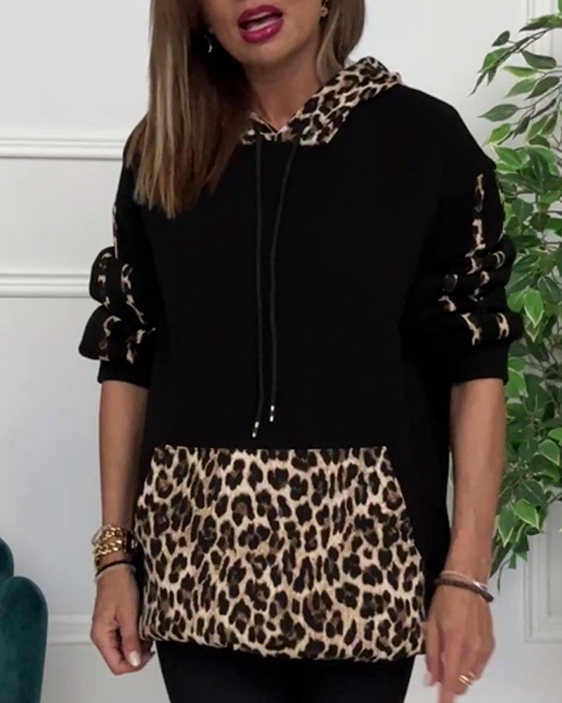 Alyssa™ - Moletom com capuz casual confortável com estampa de leopardo