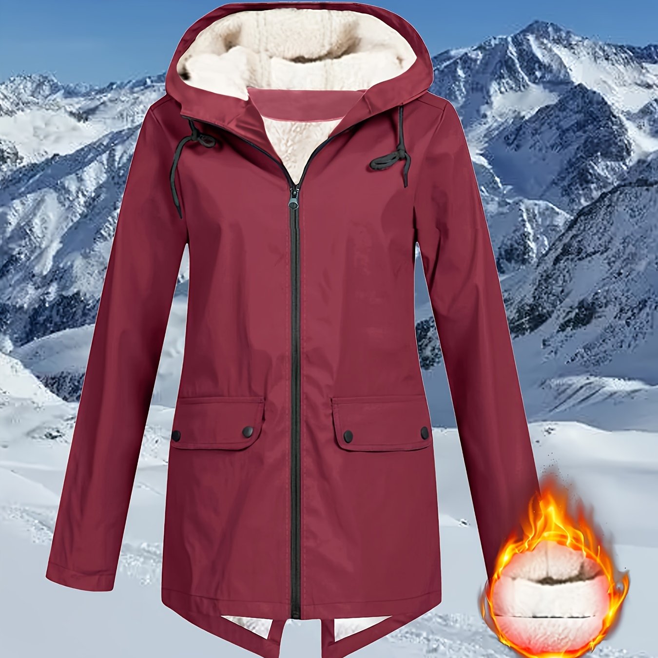 Flap Pockets Zip-up Hoodie Jacket - Casual Long Sleeve Windbreaker for Fall & Winter