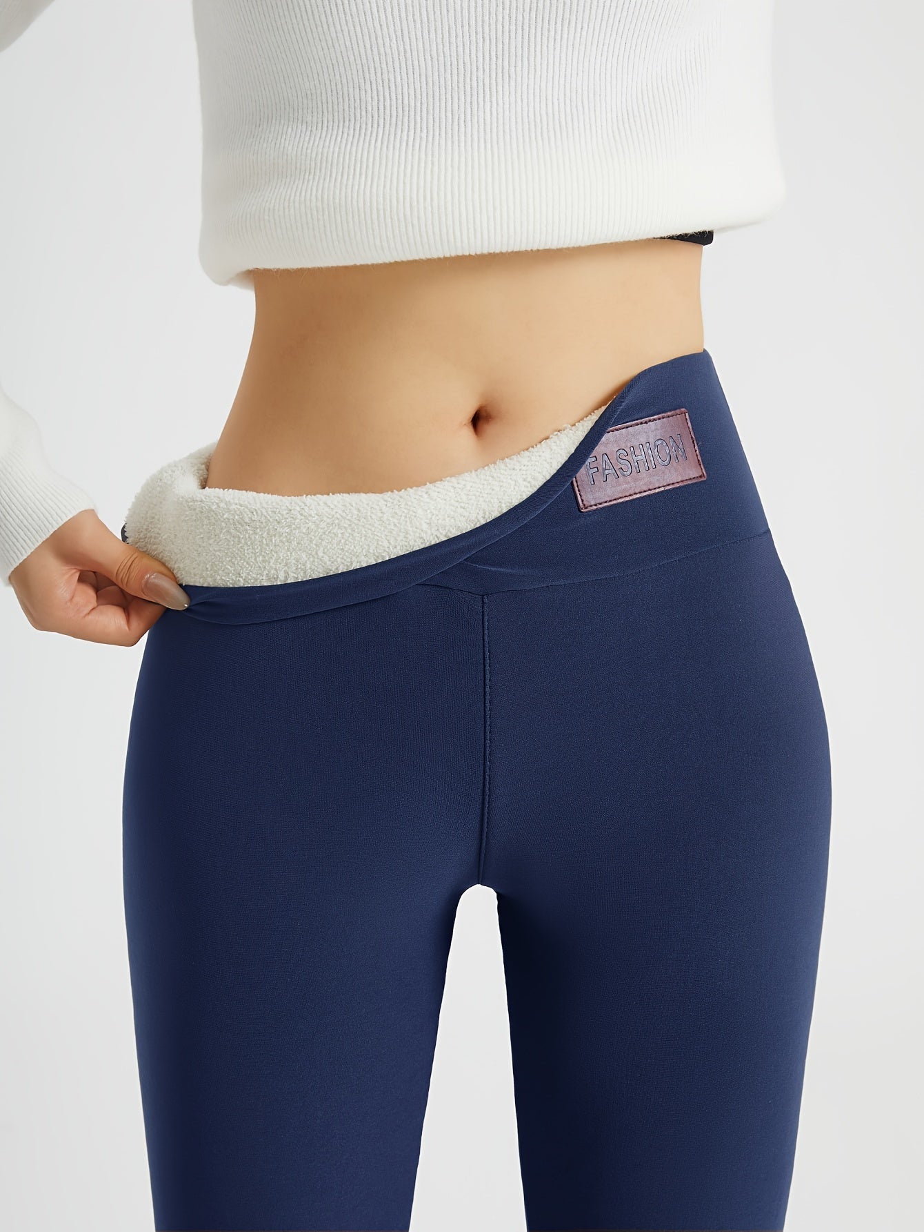 Leggings térmicas de inverno, leggings elásticas casuais e sólidas, roupas femininas