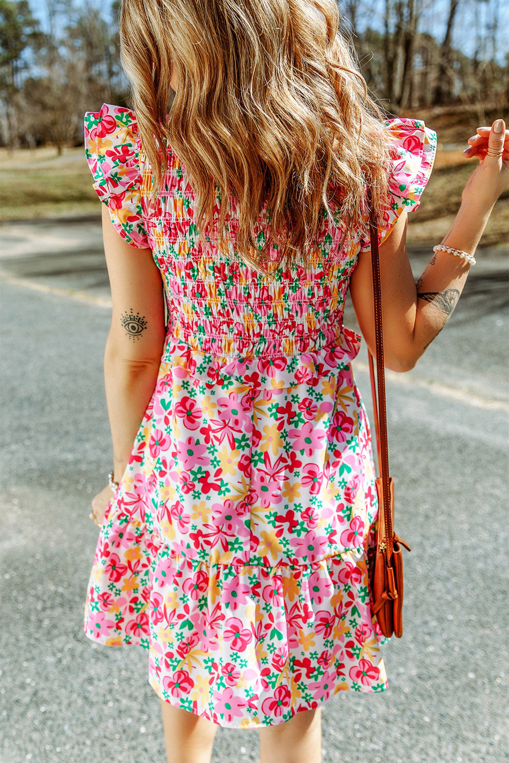 Smocked Bodice Ruffle Floral Dresses