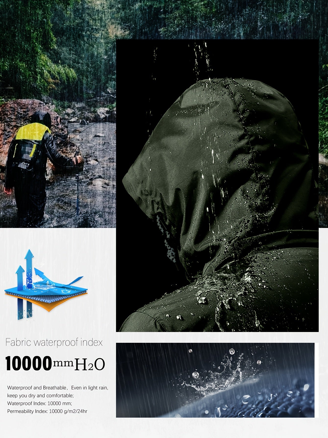 Rain Jacket Women'S Waterproof Hood Transition Jacket Long with Breathable Lining Trench Coat Windbreaker