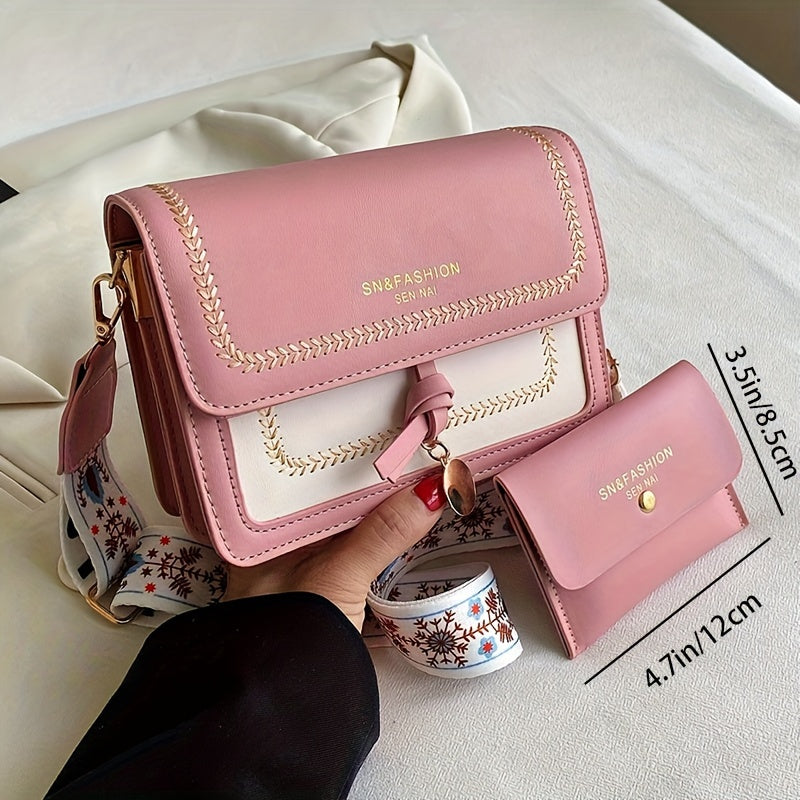 Bolsa de ombro com aba fashion - Bolsa transversal feminina com fivela e alça larga