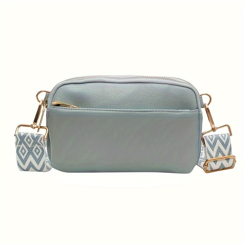 Mini Bolsa Crossbody - Quadrada Couro PU, Alça de Ombro Larga