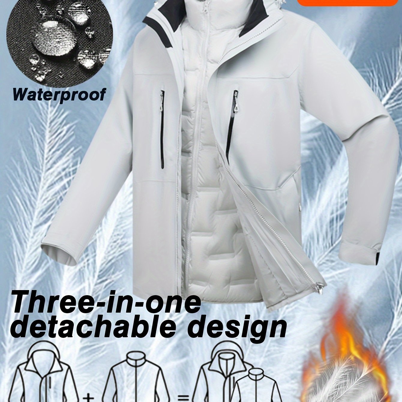 Women'S Warm Casual Jacket Liner Can Be Worn Alone Waterproof Windproof Outdoor Sports Three-in-one Rushing Jacket