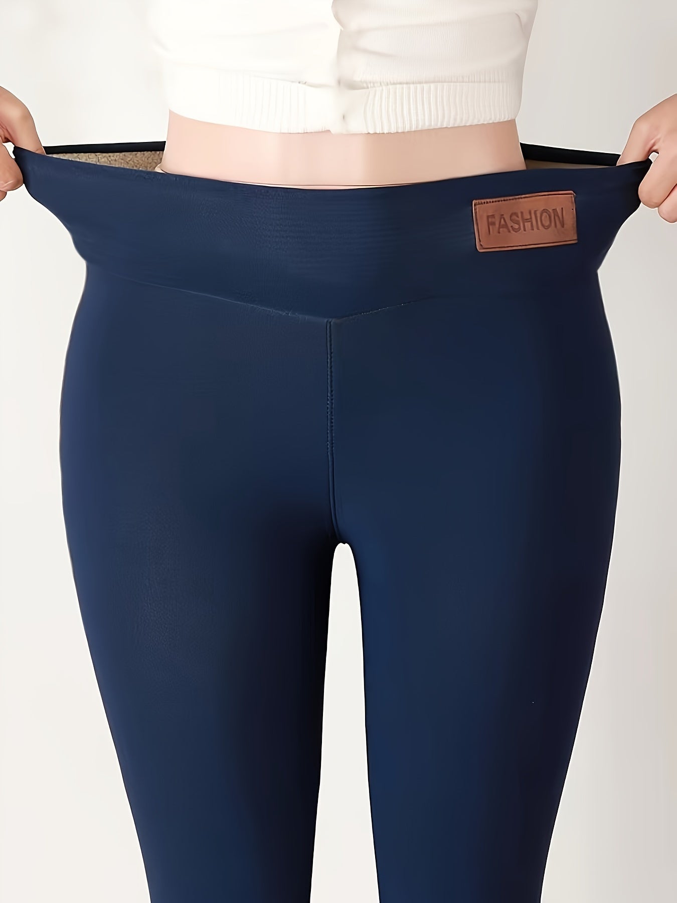 Leggings térmicas de inverno, leggings elásticas casuais e sólidas, roupas femininas