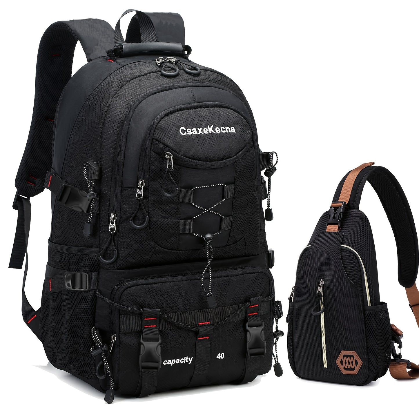 CASAKEMCA Mochila de viagem leve de nylon de 10,57 galões com porta de carregamento USB - à prova d'água, alças ajustáveis, vários compartimentos, ideal para caminhadas e acampamentos - presente perfeito para homens e mulheres, mochila para viagem