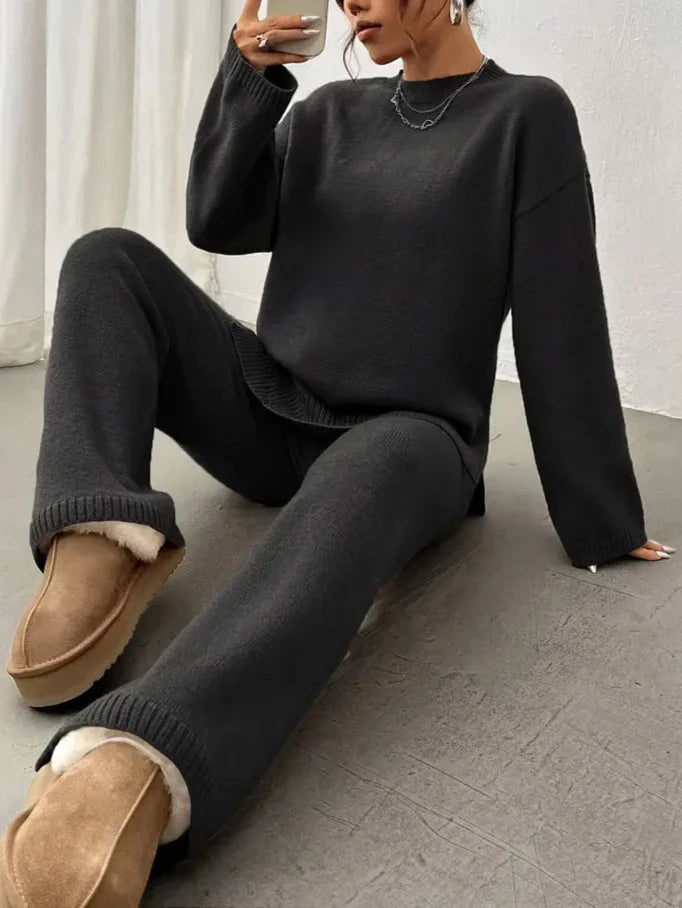 Lily™ - Warmer, gerippter, lässiger Hosenanzug aus Strick