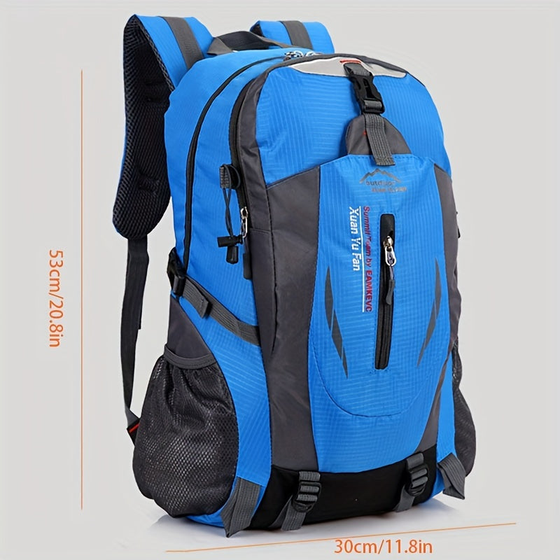 Mochila de caminhada de nylon de ajuste universal - capacidade de 7,93-10,57 galões, não à prova d'água, fecho de zíper, padrão de alfabeto, estilo esportivo para escalada e atividades ao ar livre