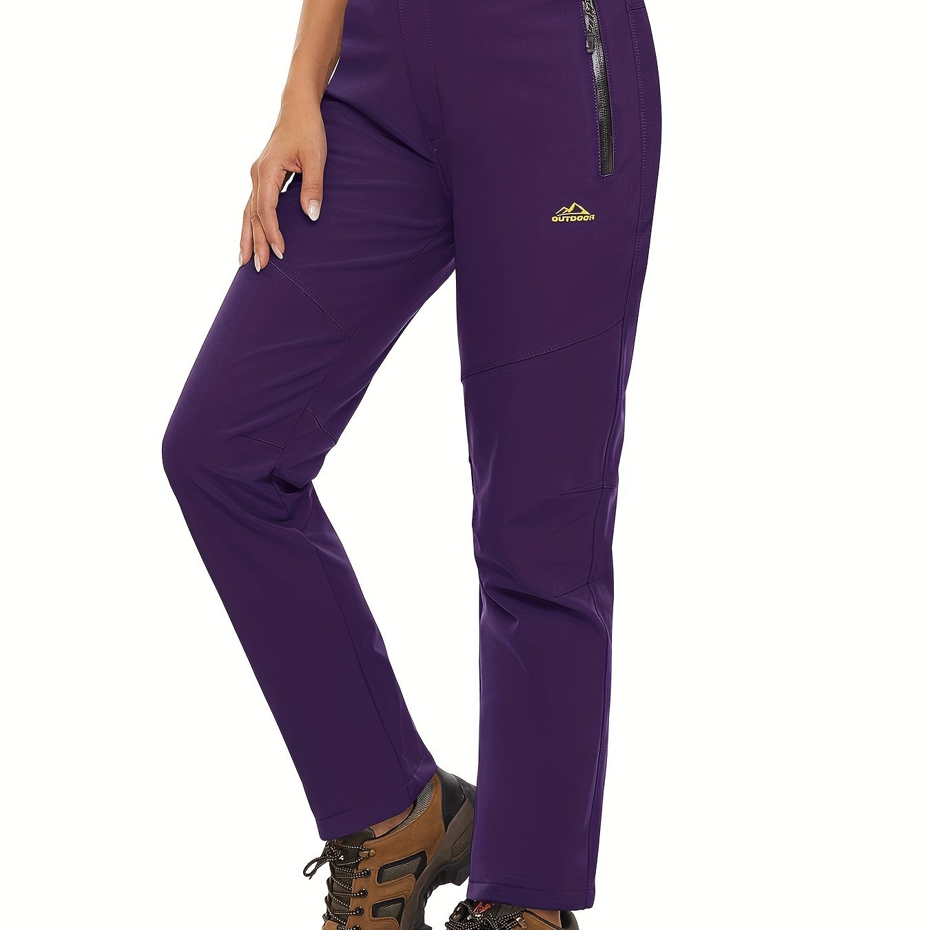 Women'S Winter Ski Pants Water Repellen Fabric Waterproof Thickened Fleece Lined Soft Shell Pants 3 Pocket Zipper Pocket Elastic Belt Winter Outdoor Warm Pants Snowboard Hiking Camping Mountaineering Hiking Trip Fishing Pants