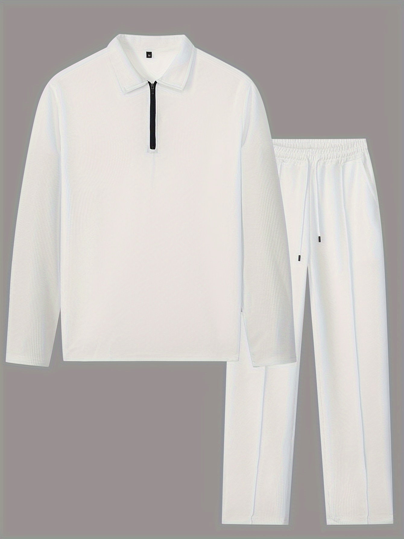 Men's 2-Piece Knitted Set, Pullover Sweatshirt & Drawstring Pants