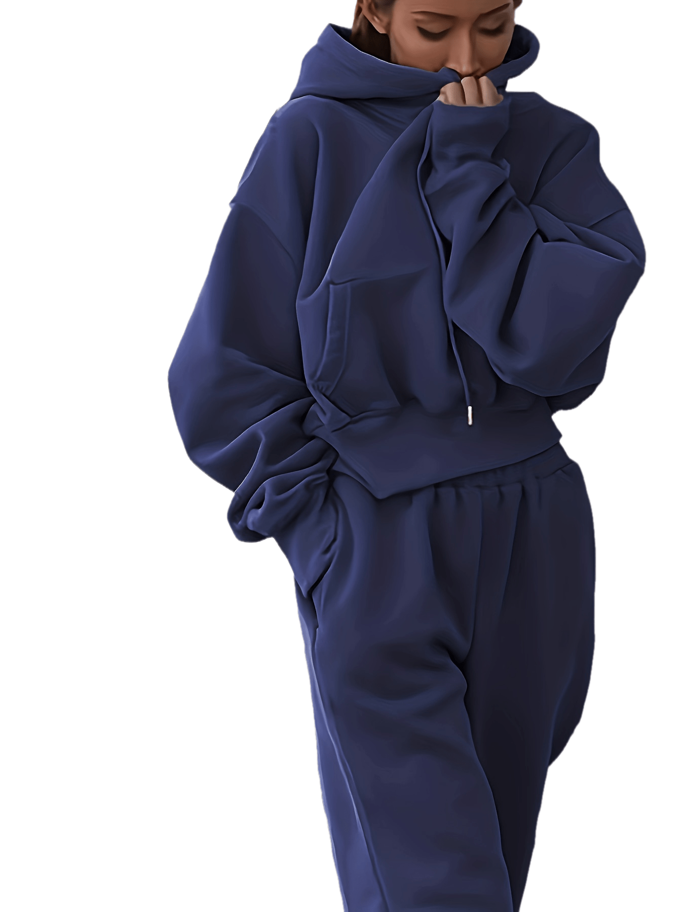 2pcs Athleisure Set, Oversized Hooded Sweatshirt & Sweatpants