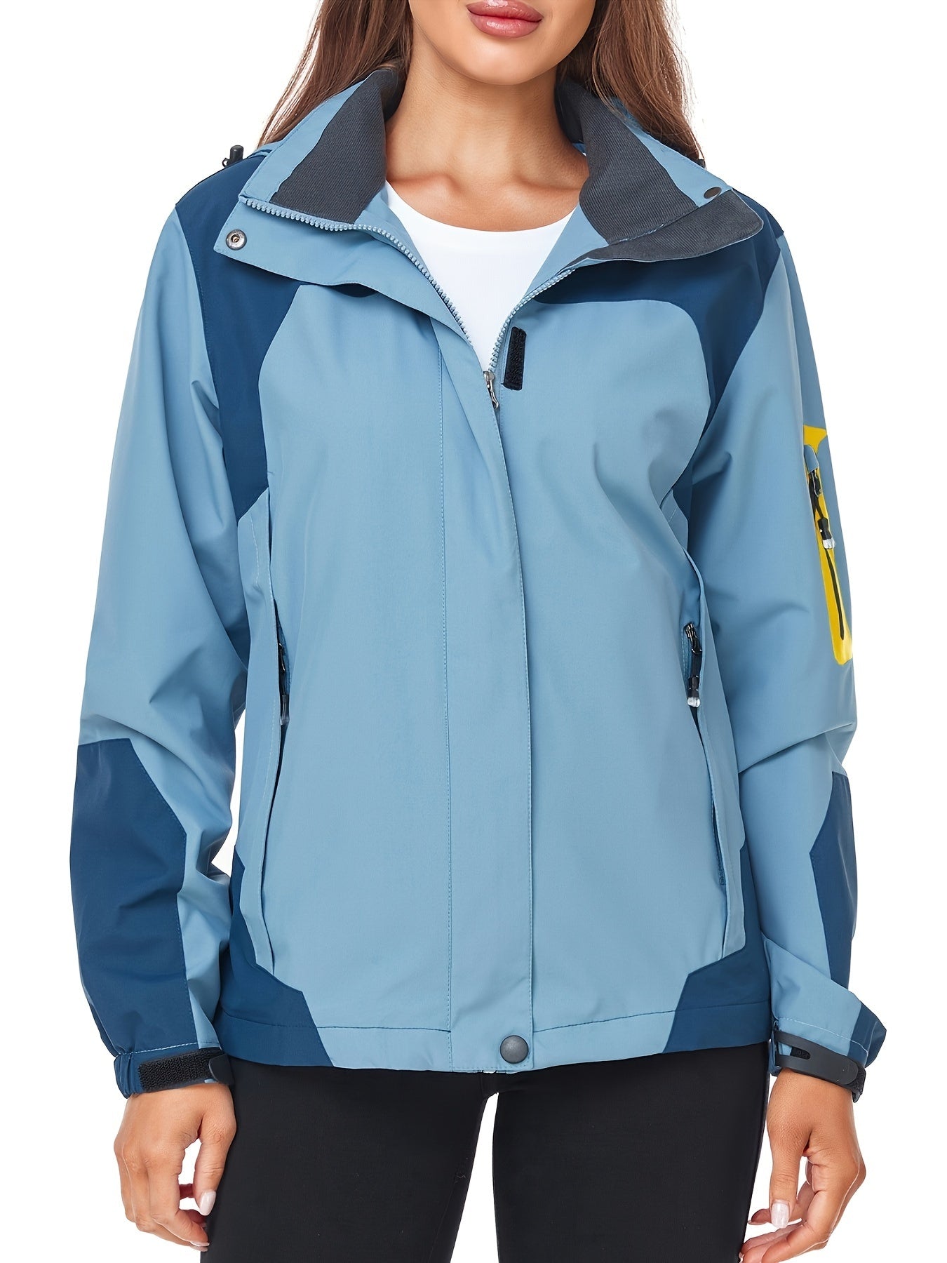 Womens Waterproof Rain Jacket Lightweight Active Outdoor Raincoat With Removable Hood