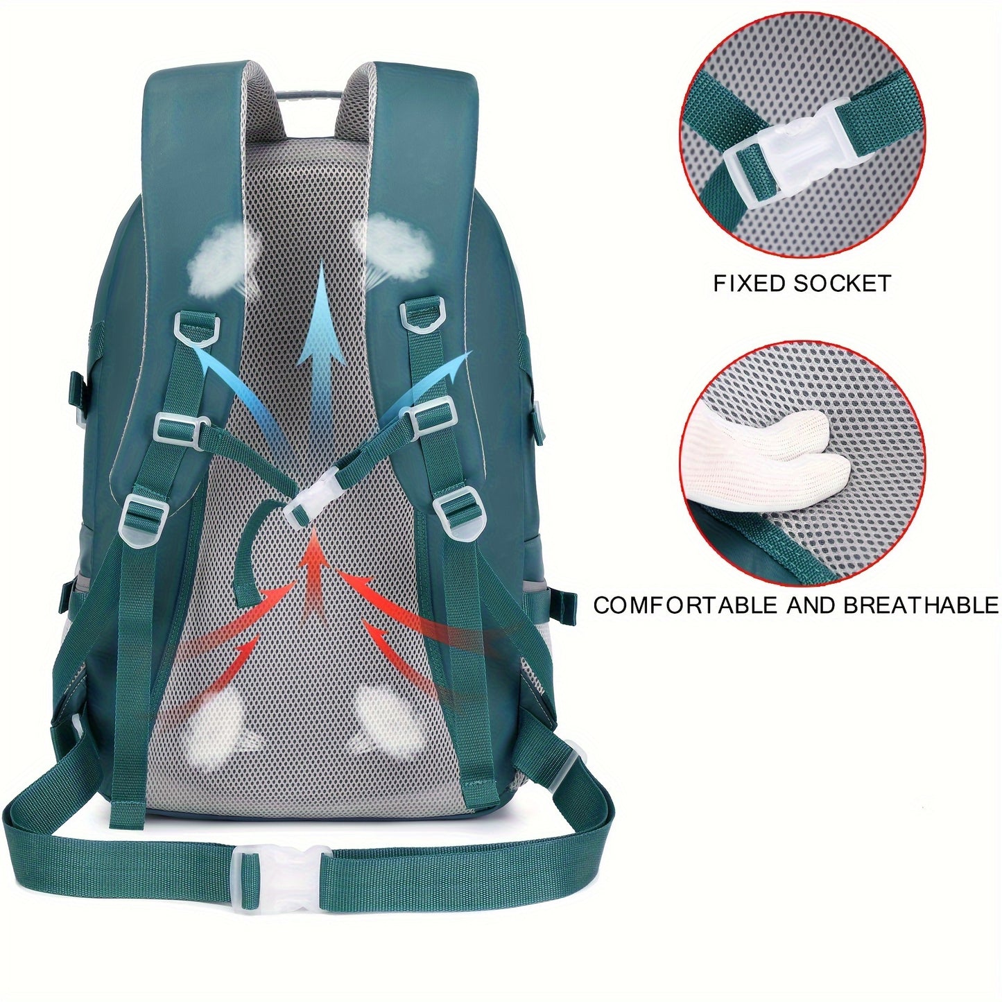 Mochila de viagem ao ar livre com grande capacidade para acampamento esportivo, adequada para homens e mulheres com compartimento para laptop de 17 polegadas