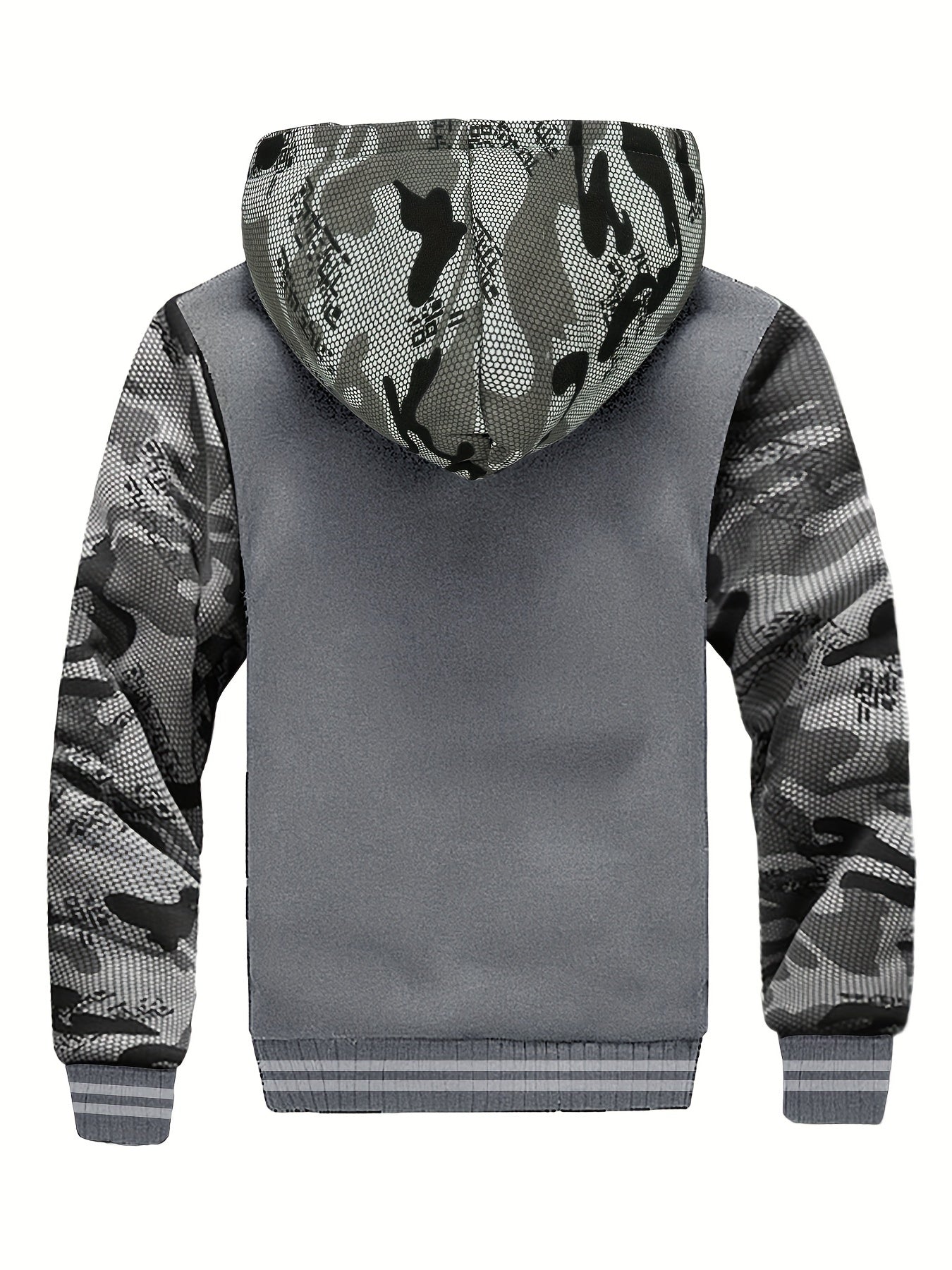 Herren-Fleecejacke mit Kapuze, lässiger Farbblockmantel für Herbst/Winter