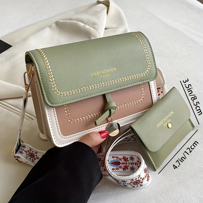 Bolsa de ombro com aba fashion - Bolsa transversal feminina com fivela e alça larga
