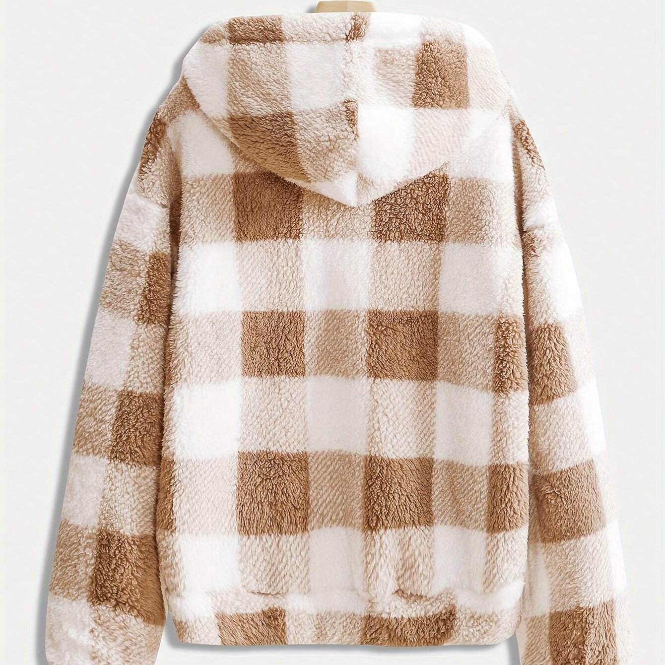 Plaid Hooded Zipper Coat, Casual Fall/Winter Outerwear