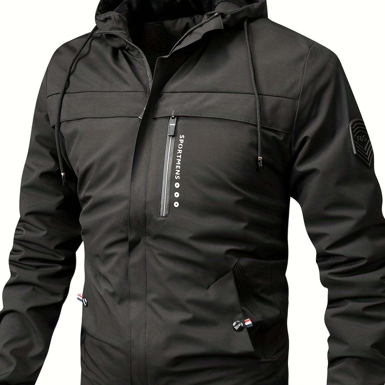 Herren Fleece-Kapuzenjacke, lässiger Wintermantel
