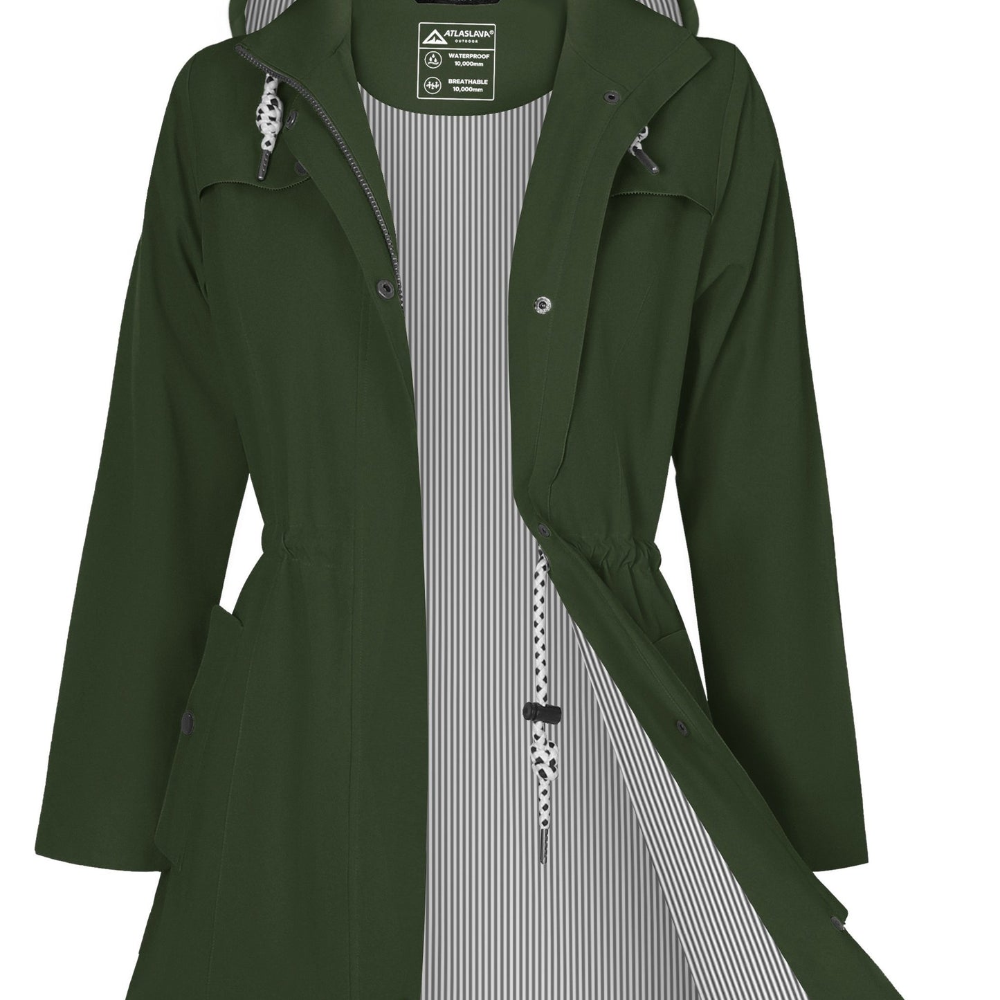 Women'S Lightweight Waterproof Rain Jacket with Hood - Casual Long Sleeve Windbreaker, Lightweight Trench Coat for Outdoor Use, Hooded Windbreaker