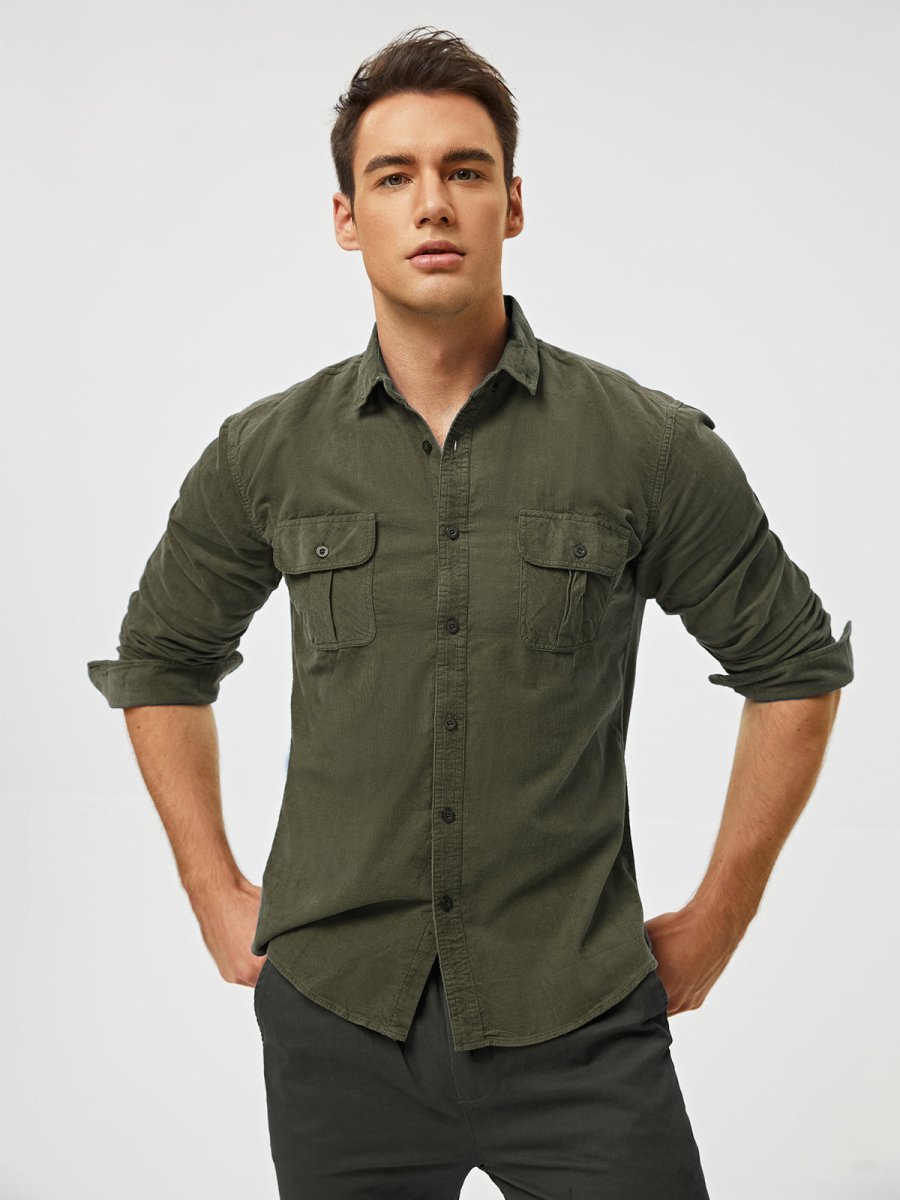 Samuel™ - Camisa clássica e confortável de veludo cotelê com vários bolsos e manga comprida