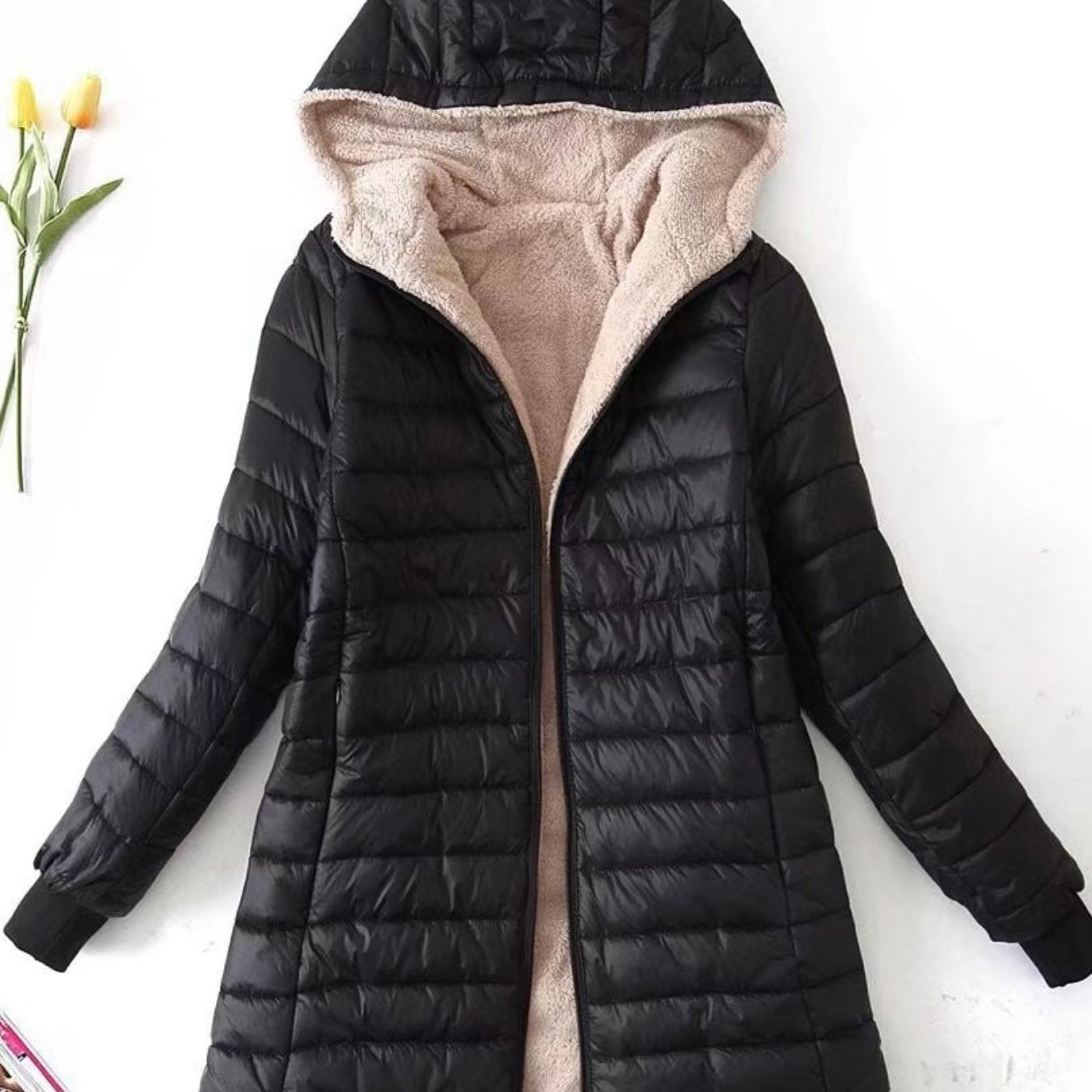 Women's Casual Puffer Coat, Lightweight Hooded Zip-Up Winter Jacket
