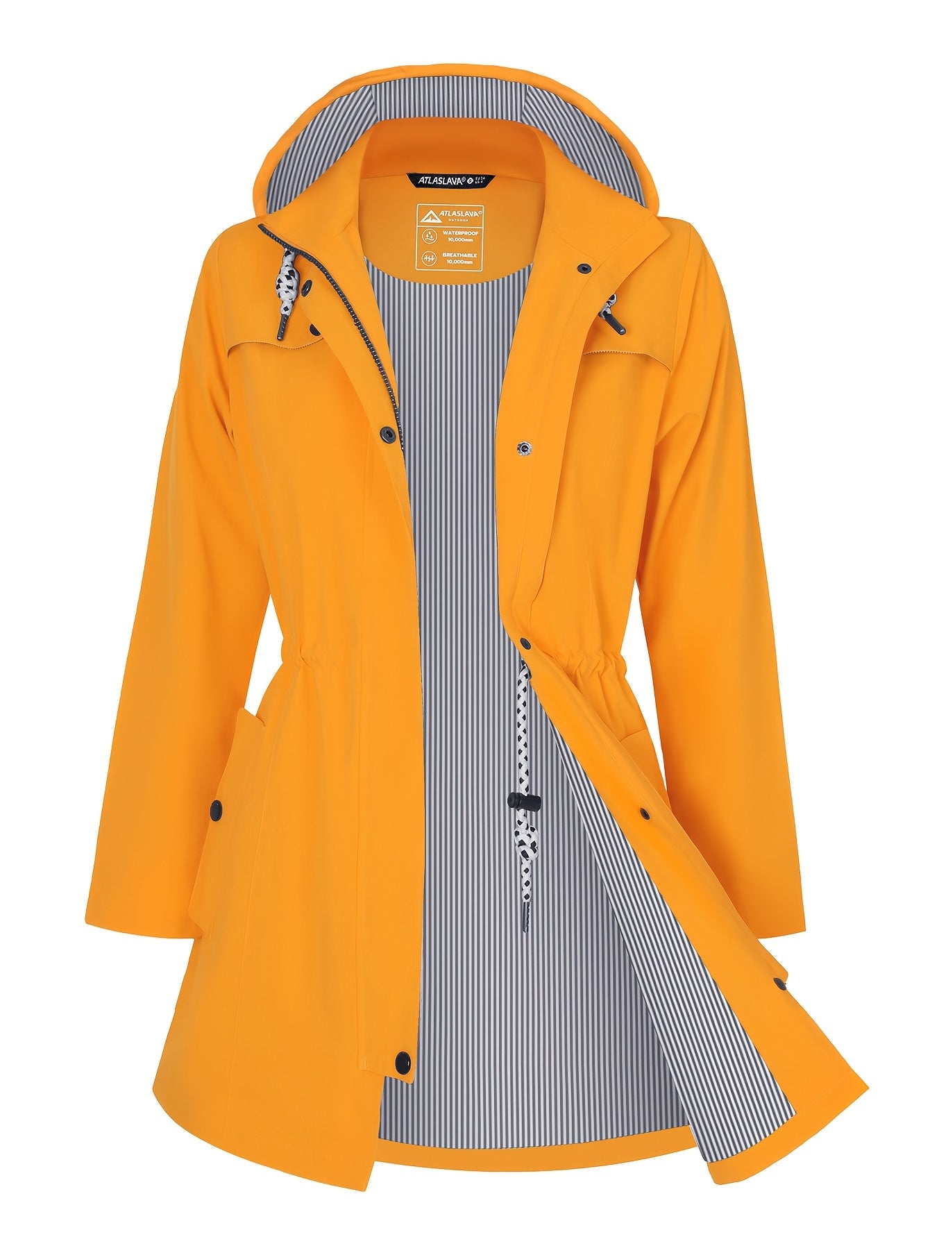 Women'S Lightweight Waterproof Rain Jacket with Hood - Casual Long Sleeve Windbreaker, Lightweight Trench Coat for Outdoor Use, Hooded Windbreaker