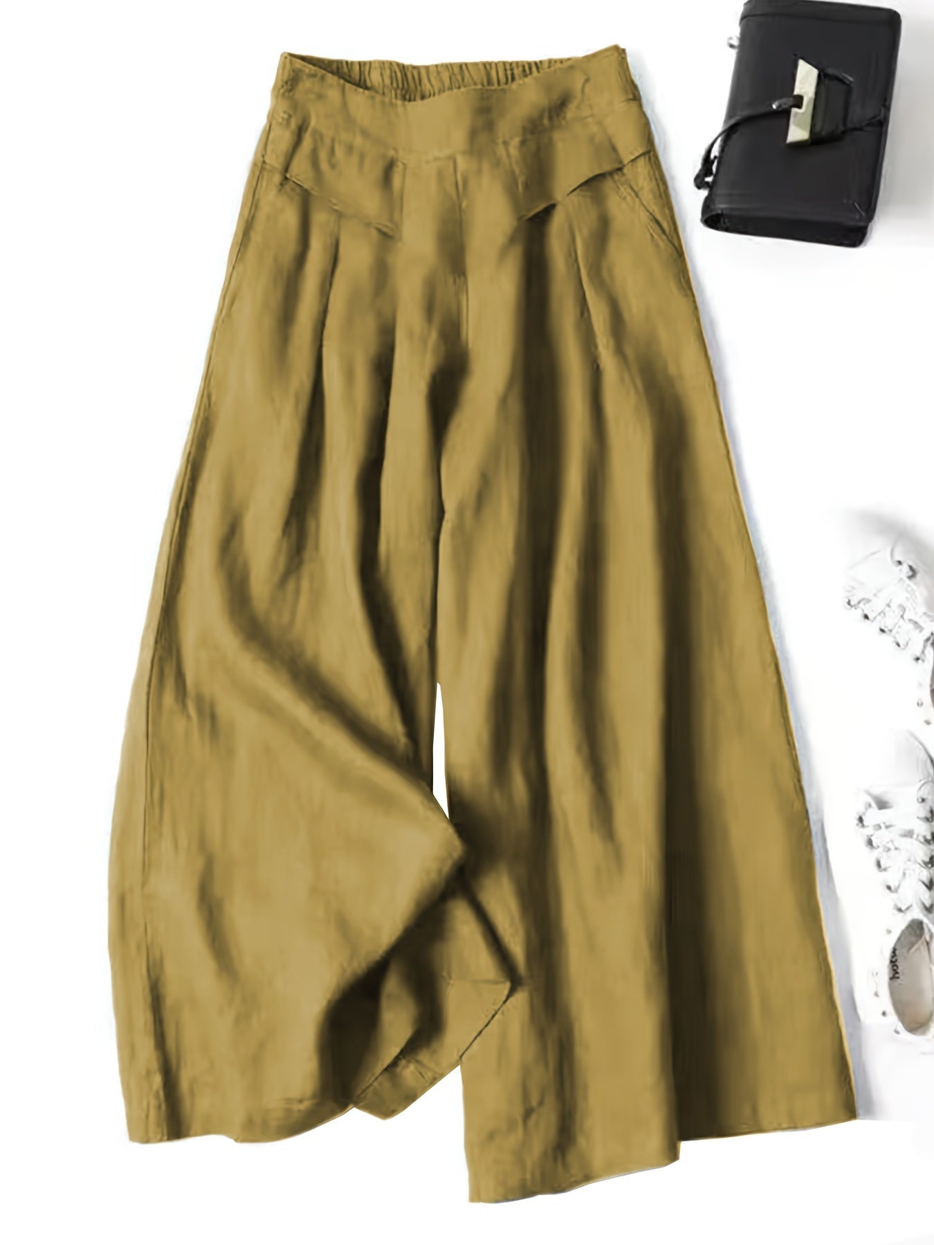 Solid Wide Leg Pants, Casual Palazzo Pants For Spring & Summer, Women's Clothing