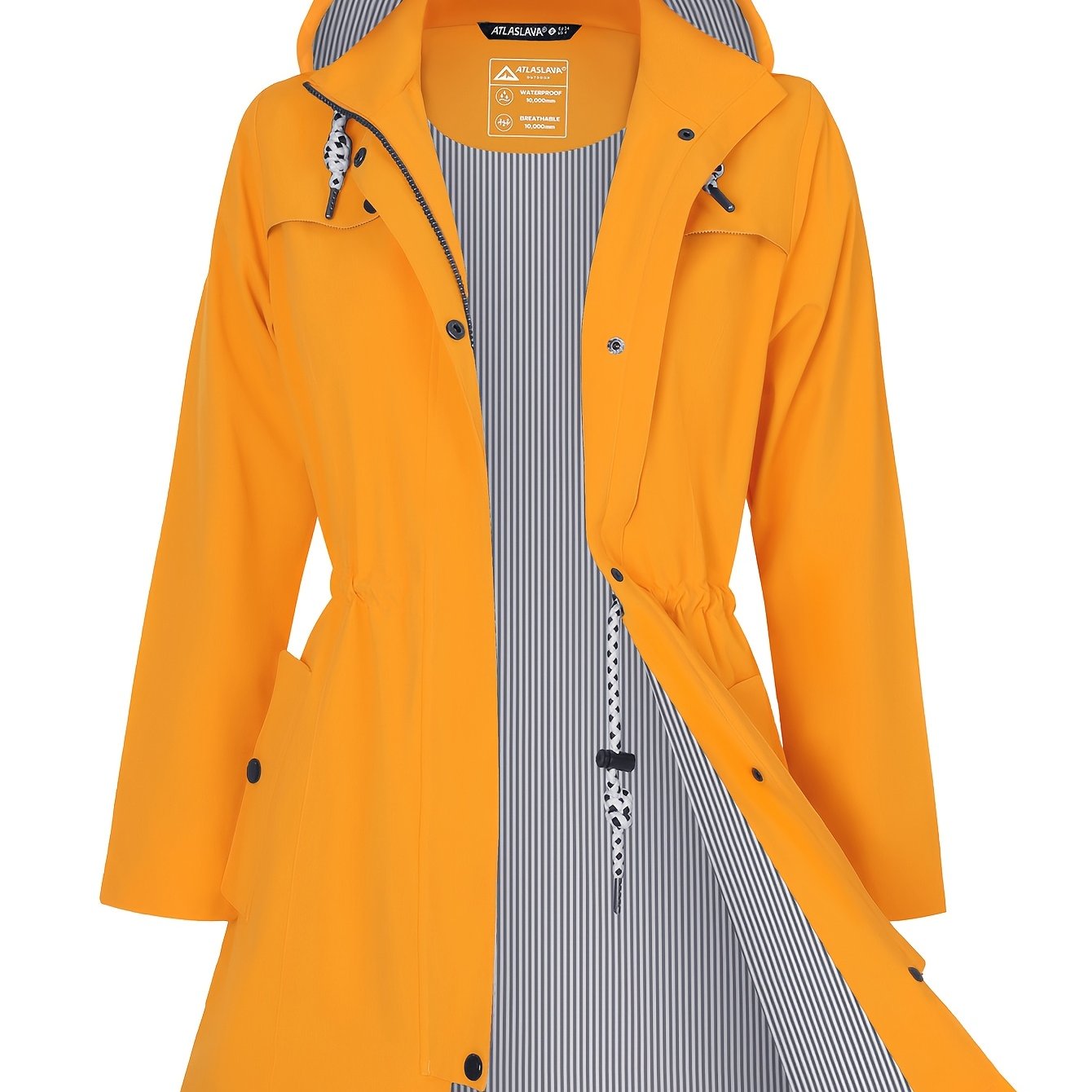 Women'S Lightweight Waterproof Rain Jacket with Hood - Casual Long Sleeve Windbreaker, Lightweight Trench Coat for Outdoor Use, Hooded Windbreaker