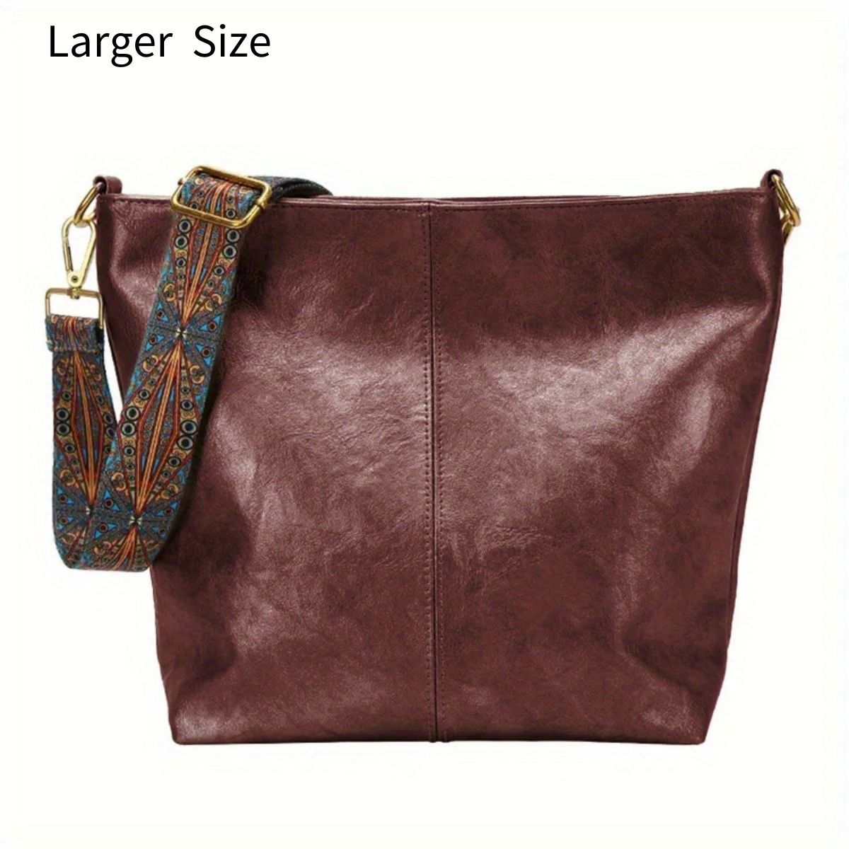Bolsa Hobo com Alça Geométrica - Grande Capacidade, Retro Crossbody