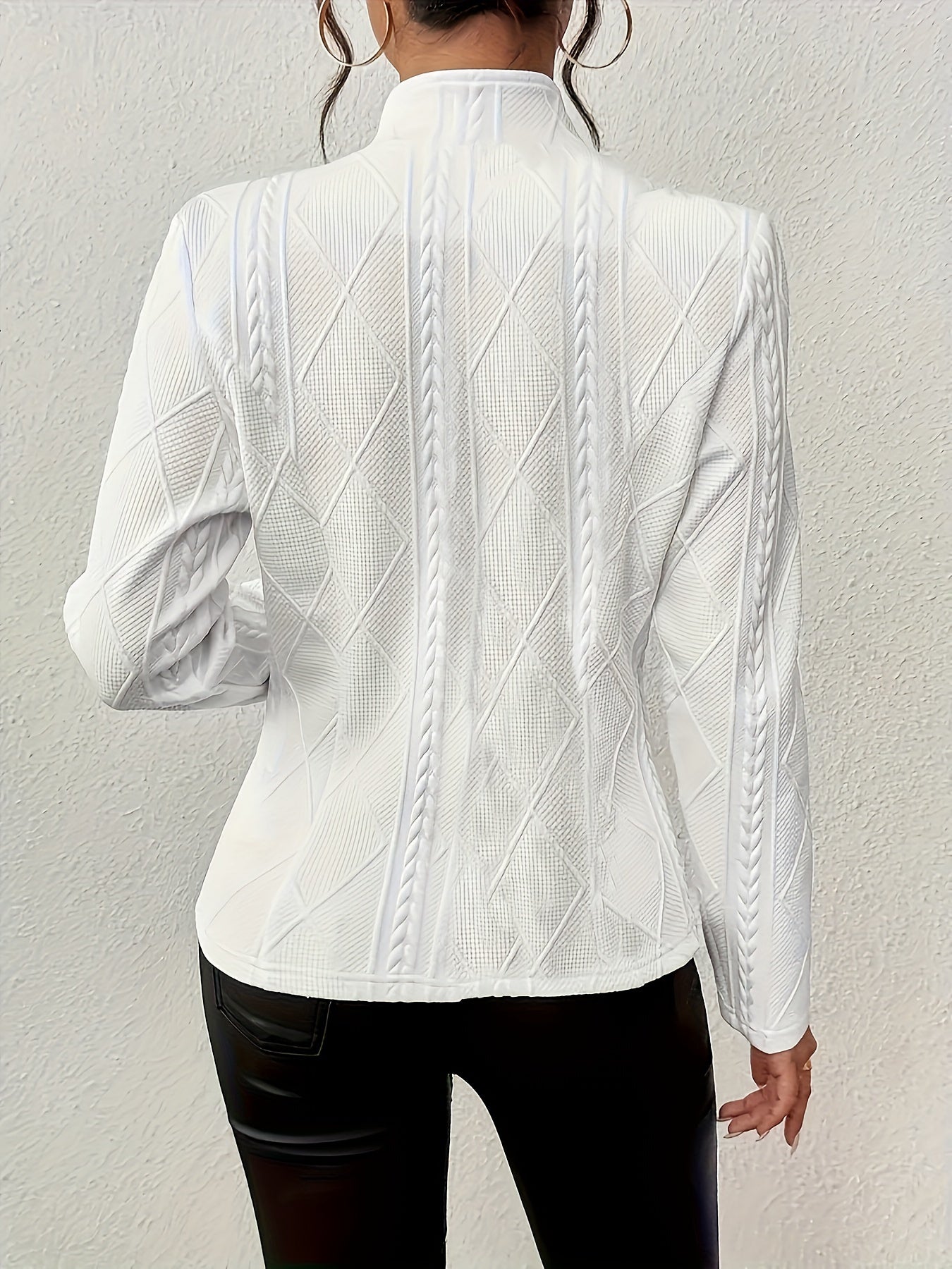 Einfarbiger Damenblazer, lange Ärmel, Knopfdetail, Oberbekleidung für Herbst/Winter.