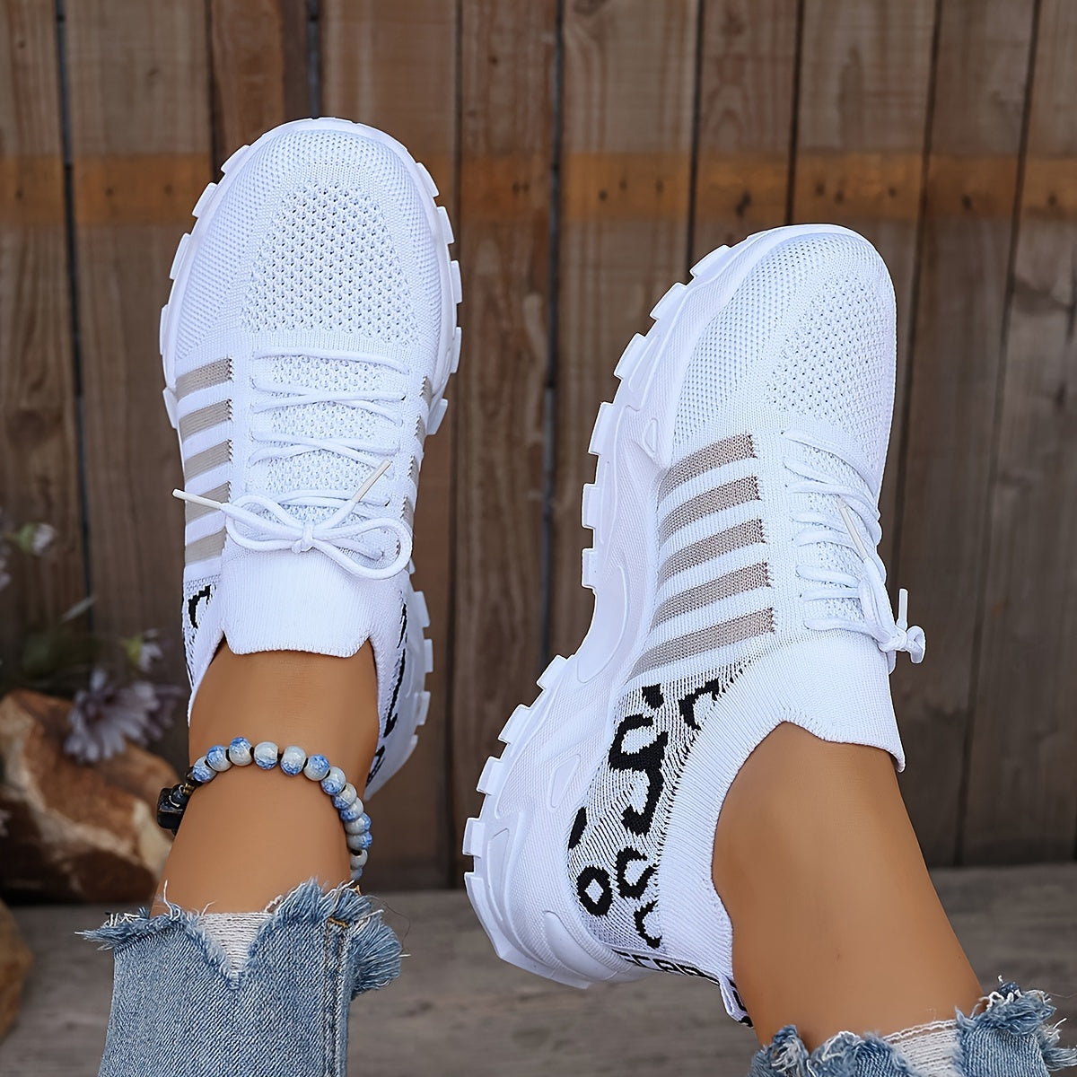 Women's Leopard Print Lace-up Running Shoes, Breathable Platform (Plus Size)