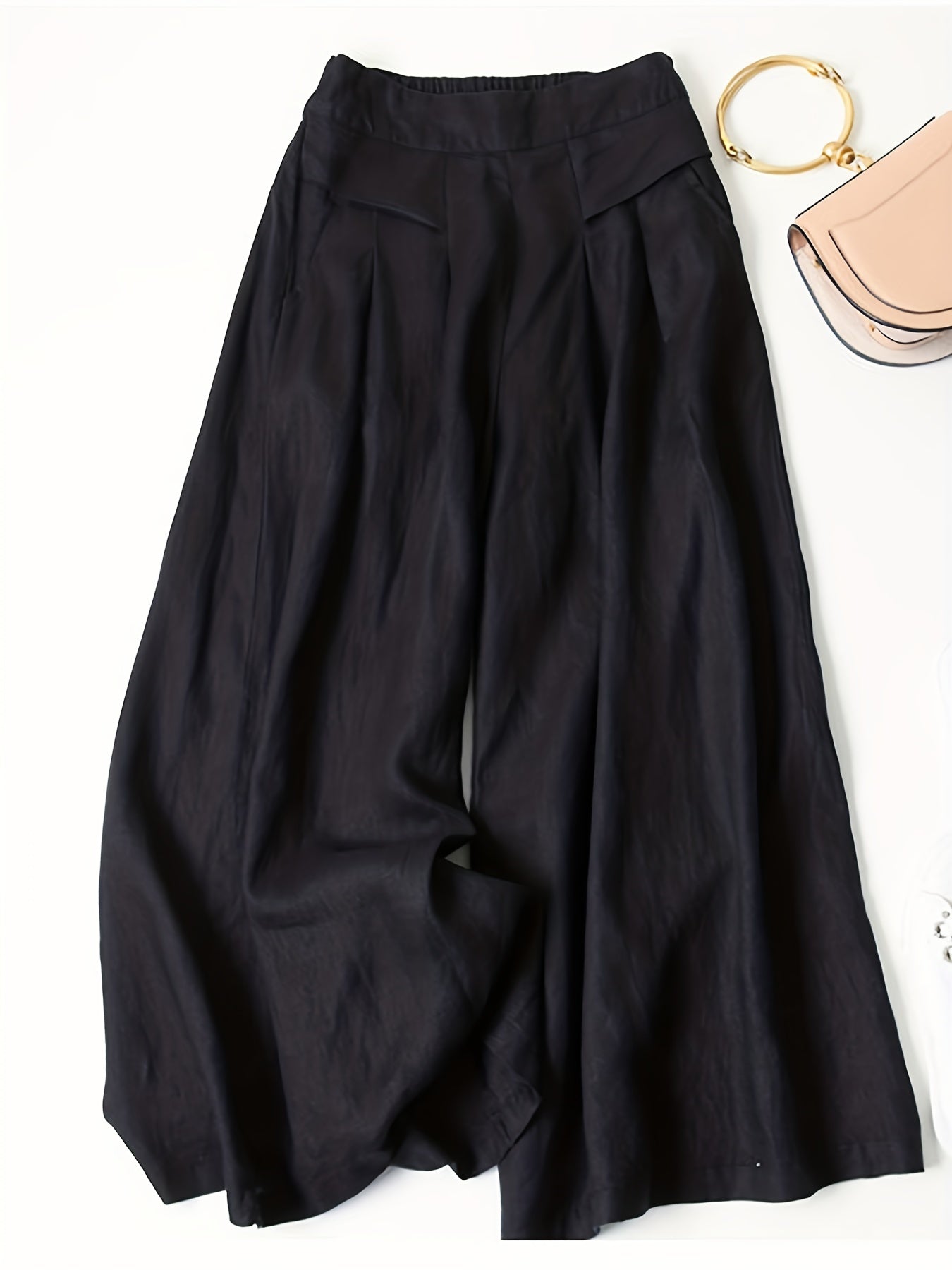 Solid Wide Leg Pants, Casual Palazzo Pants For Spring & Summer, Women's Clothing