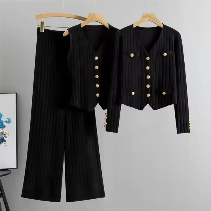 Amelia™ - Conjunto de colete de malha elegante coordenado