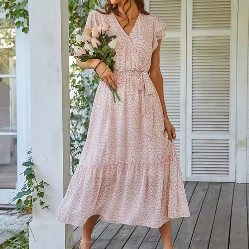 Zoe™ - Vestido de verão confortável com cinto floral