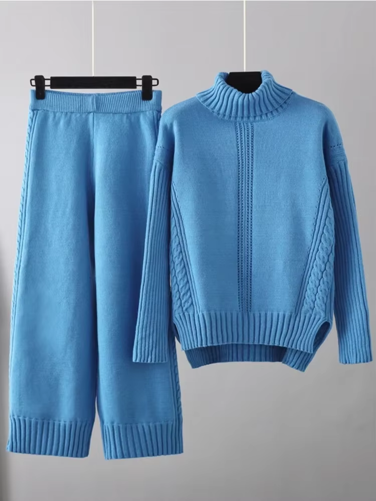 Scarlett™ - Stilvolles Set aus hochgeschlossenem Pullover-Strickpullover und lockerer Hose