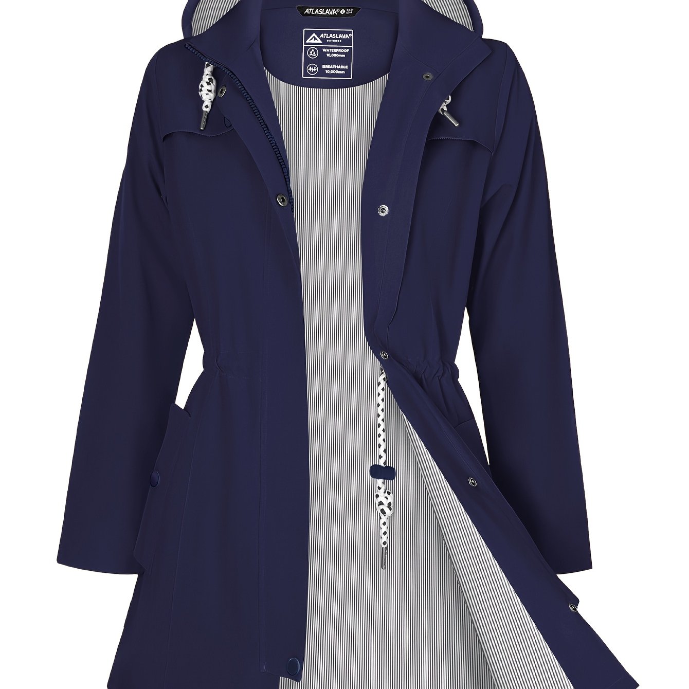 Women'S Lightweight Waterproof Rain Jacket with Hood - Casual Long Sleeve Windbreaker, Lightweight Trench Coat for Outdoor Use, Hooded Windbreaker